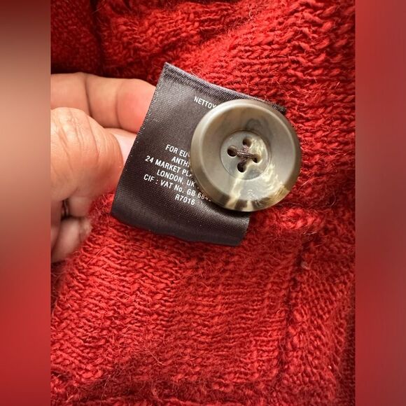 Anthropologie Sparrow Dankov Rust Wool Linen Blend Cable Knit Cardigan Size L‎ - Picture 7 of 9